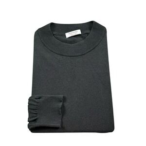 Gran Sasso Black Cotton Cashmere Crewneck Knit Men's Sweater Size 58 EU